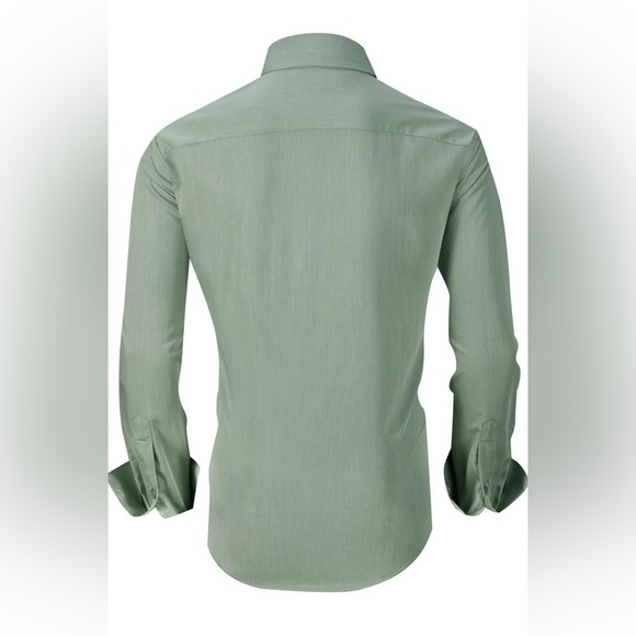 Alex Vando | Mens Green Long Sleeve Button Down Dress Shirt - Picture 4 of 5
